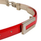 Red Glossy Leather Metal Buckle Belt