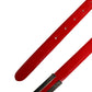 Red Glossy Leather Metal Buckle Belt