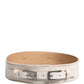 White Textured Leather Wide SilverMetal Buckle Belt