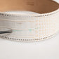 White Textured Leather Wide SilverMetal Buckle Belt