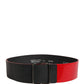 Red Wide Waist Silver Metal Buckle Belt