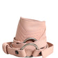 Light Pink Leather Wide Waist Round Buckle Belt