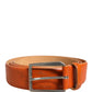 Orange Genuine Leather Silver Metal Buckle Waist Belt
