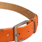Orange Genuine Leather Silver Metal Buckle Waist Belt