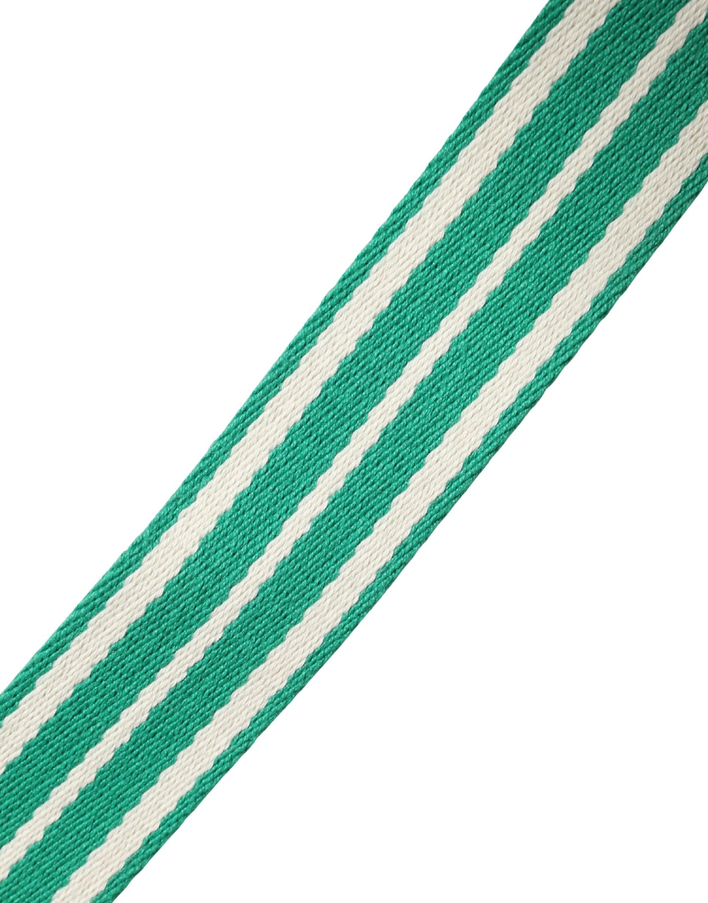 White Green Stripes Canvas Silver Metal Buckle Belt