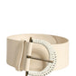 Off White Leather Waist Women Cintura Buckle Belt