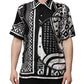 Black Silk Logo Print Short Sleeves Shirt
