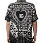 Black Silk Logo Print Short Sleeves Shirt