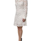 White Floral Lace Viscose Collared Mini Dress