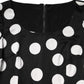 Black White Polka Dot Silk Sheath Midi Dress