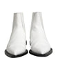 White Leather Chelsea SlipOn Ankle Boots Shoes