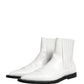 White Leather Chelsea SlipOn Ankle Boots Shoes