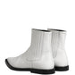 White Leather Chelsea SlipOn Ankle Boots Shoes