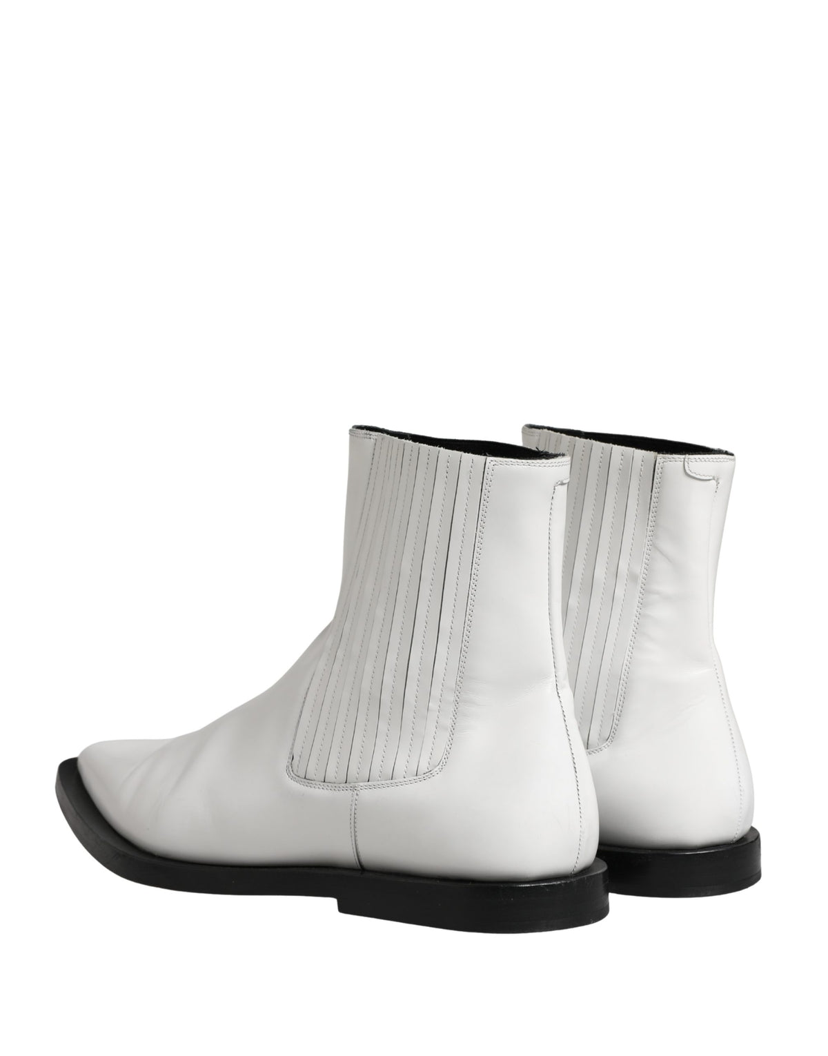 White Leather Chelsea SlipOn Ankle Boots Shoes