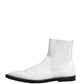 White Leather Chelsea SlipOn Ankle Boots Shoes