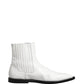 White Leather Chelsea SlipOn Ankle Boots Shoes