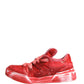Red Distressed Suede Men Sneakers Shoes