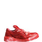 Red Distressed Suede Men Sneakers Shoes