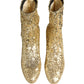 Gold Sequined Short Boots Stretch Shoes