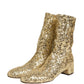 Gold Sequined Short Boots Stretch Shoes