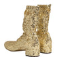 Gold Sequined Short Boots Stretch Shoes