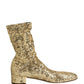 Gold Sequined Short Boots Stretch Shoes