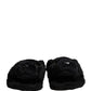 Black Faux Fur Panther Plush Flat Slides Shoes