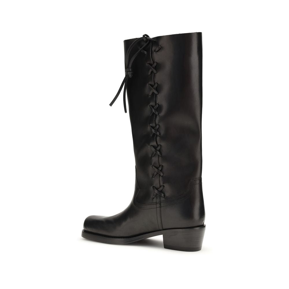 Black Calf Leather Bos Taurus Lace-Up Boots