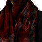 Black Red Stripe Fur Shawl Neck Wrap Scarf