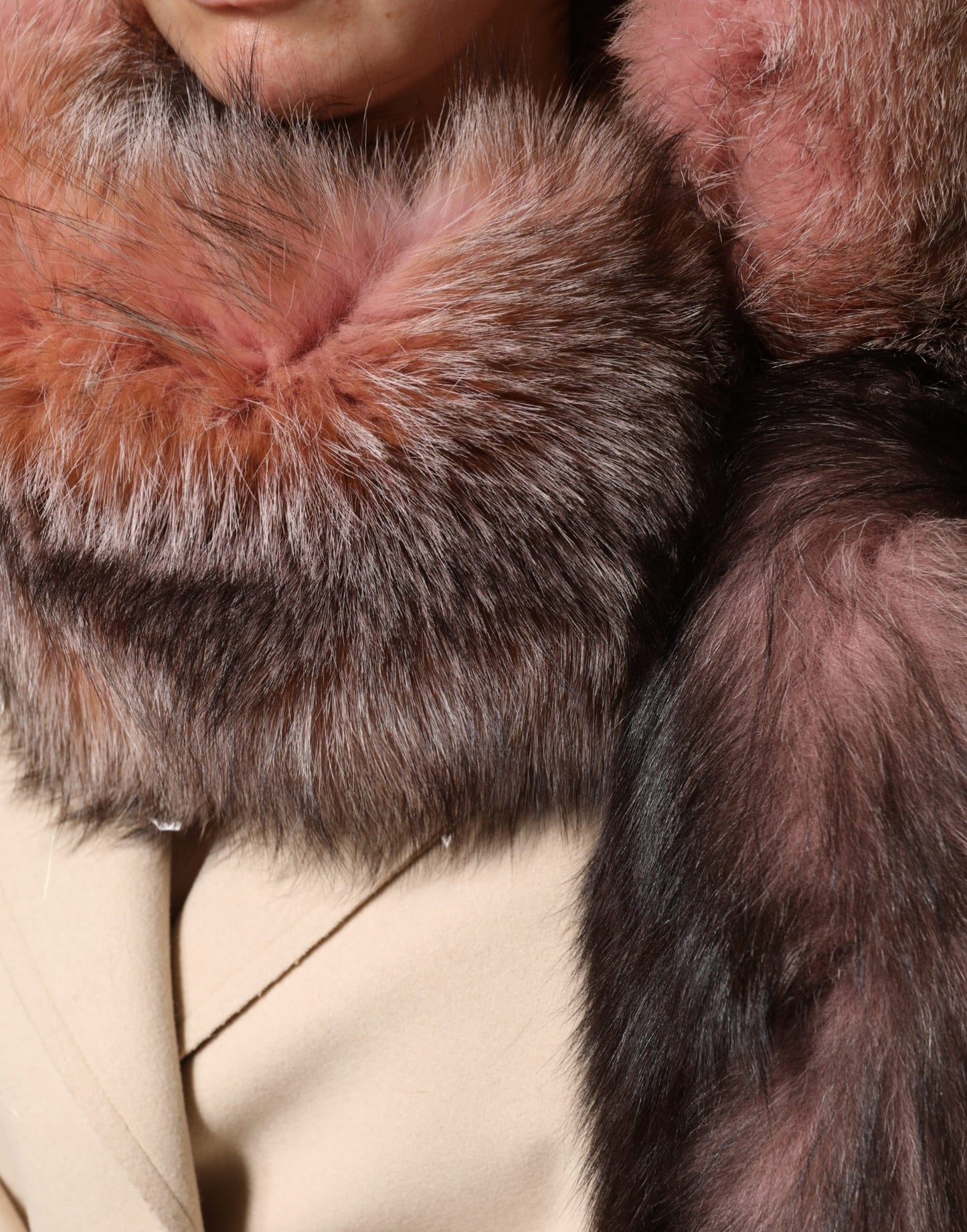 Pink Frost Fox Fur Neck Warmer Winter Scarf