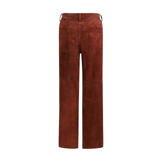 Bordeaux Leather Casual Pants