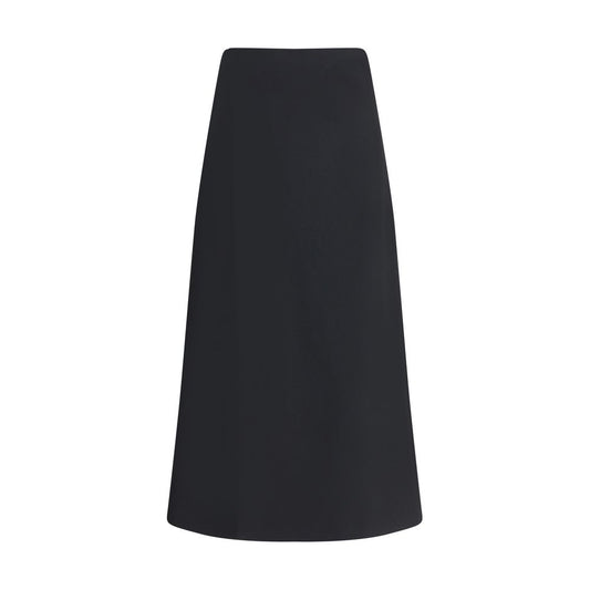 Black Wool Midi Skirt