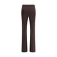 Brown Elastane Flared Pants