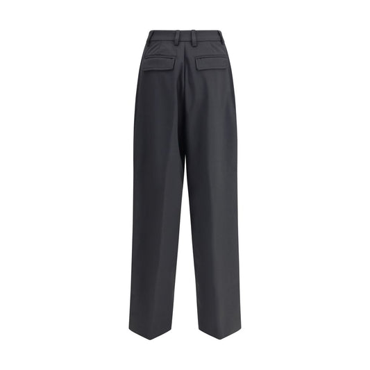Black Polyester Casual Pants