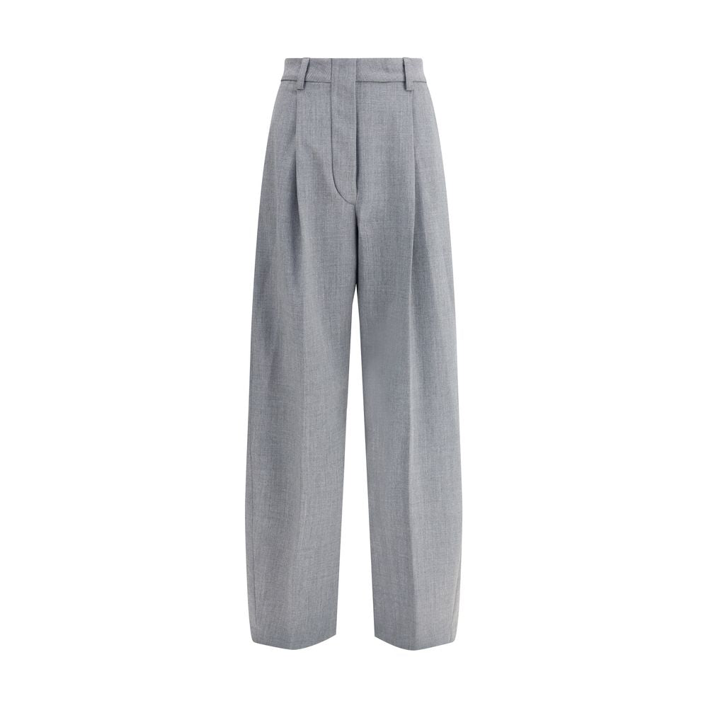 Gray Polyester Casual Pants