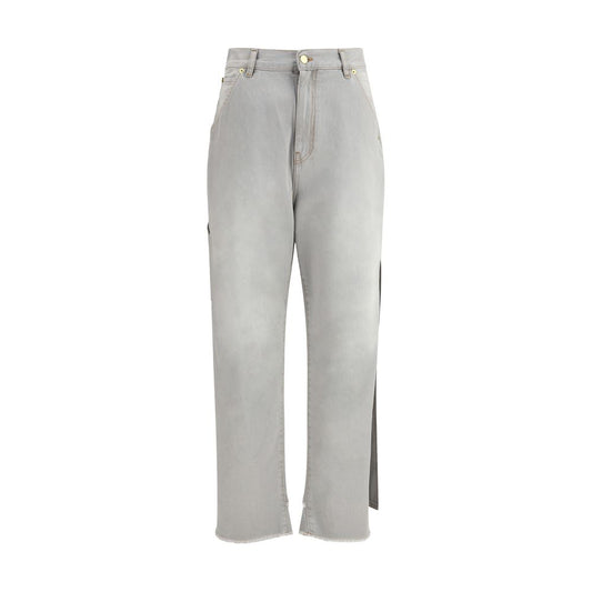 Gray Cotton Relaxed Fit Jeans