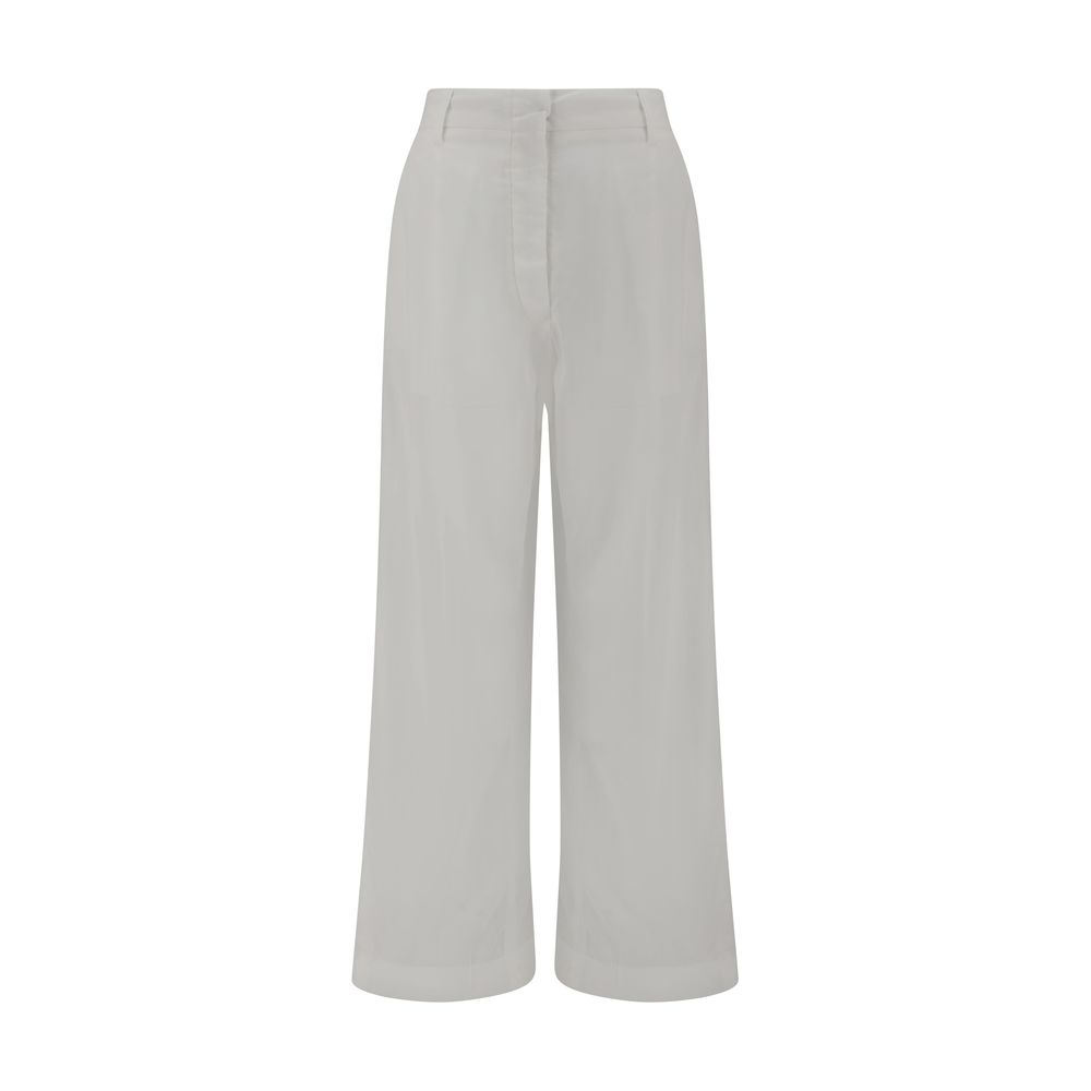 White Cotton Casual Pants