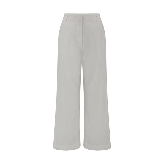 White Cotton Casual Pants