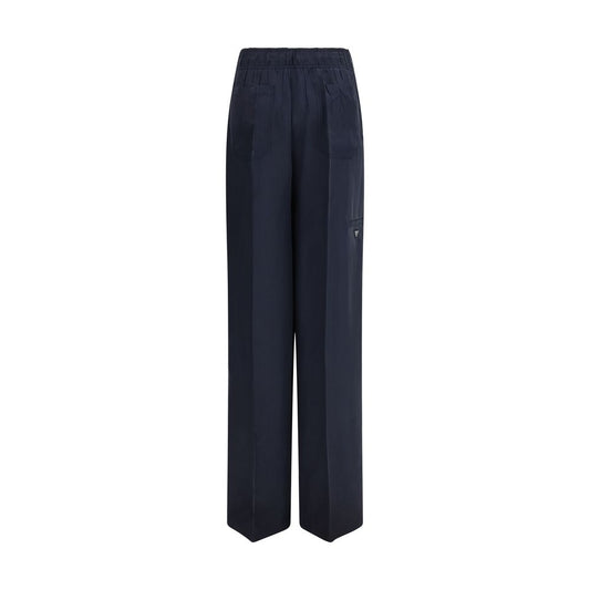 Blue Silk Casual Pants