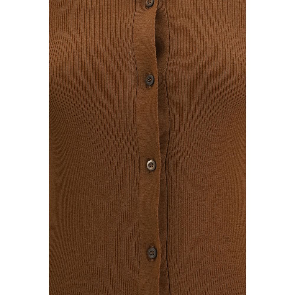 Brown Fleece Wool Cardigan