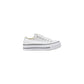 White Fabric Platform Sneakers