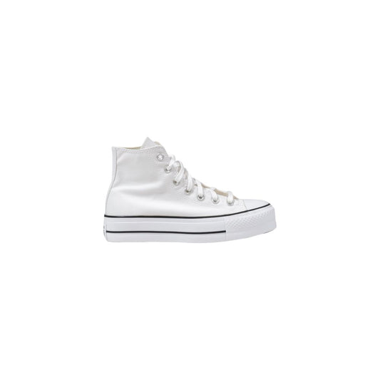 White Polyester Platform Sneakers