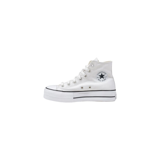White Polyester Platform Sneakers