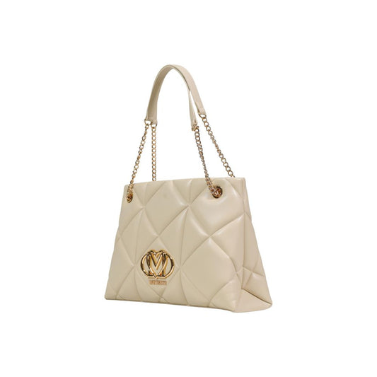 Beige Artificial Leather Handbag