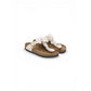Pink Leather Flat Sandals