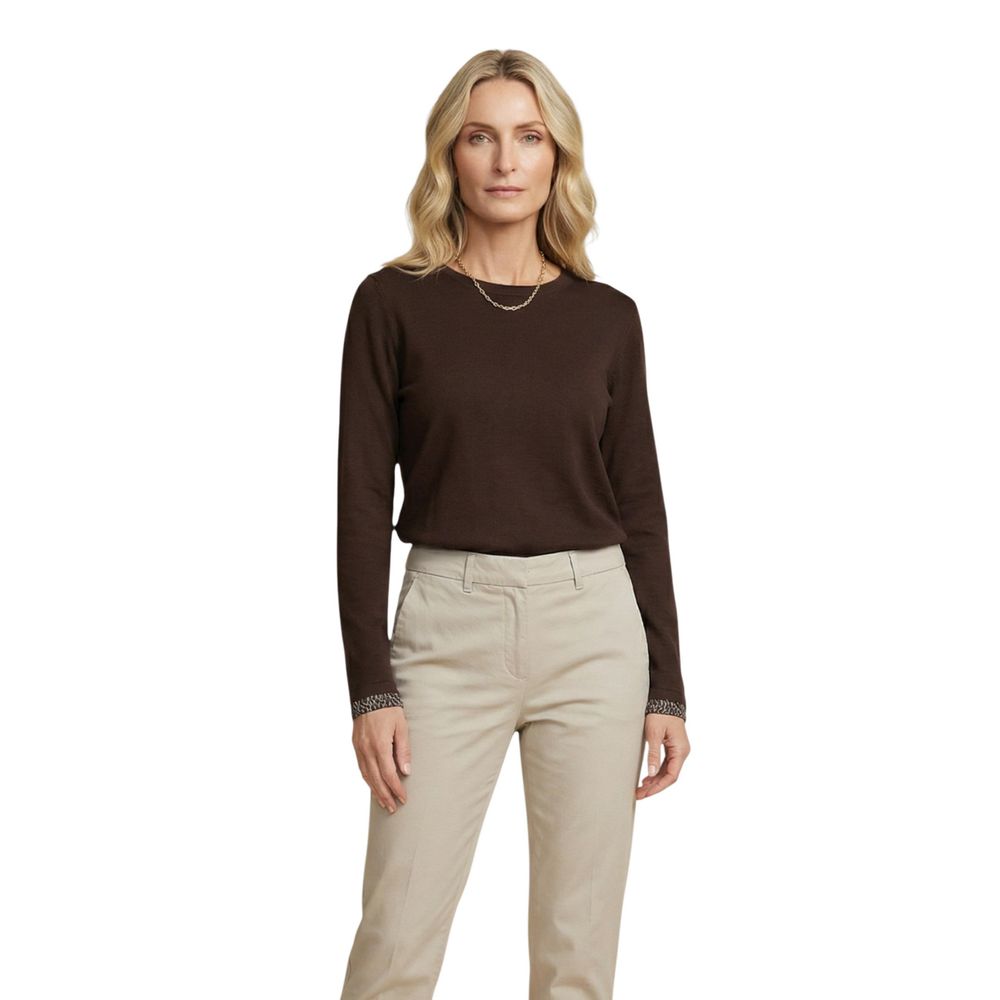 Brown Cotton Long Sleeve T-Shirt