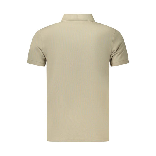 Beige Cotton Men Polo Shirt
