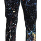 Black Cotton Color Splash Print Denim Jeans