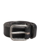 Men Black Leather Metal Buckle Belt