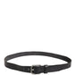 Men Black Leather Metal Buckle Belt